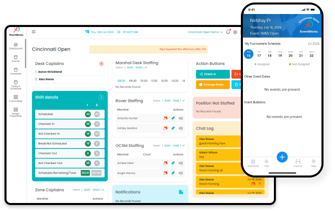 EventWorks scheduling dashboard