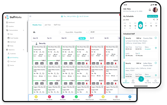 Security scheduling dashboard