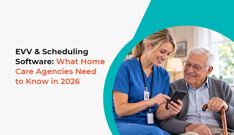 Caregiver checking in on mobile app for EVV visit verification